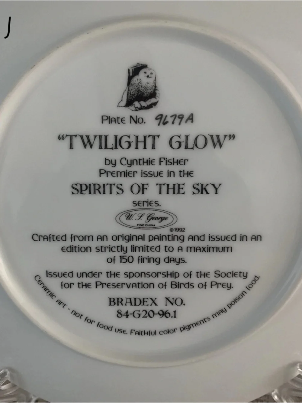 Vintage Owl Plate Lot “Peek-a-Whoo Screech Owls” “Twilight Glow”